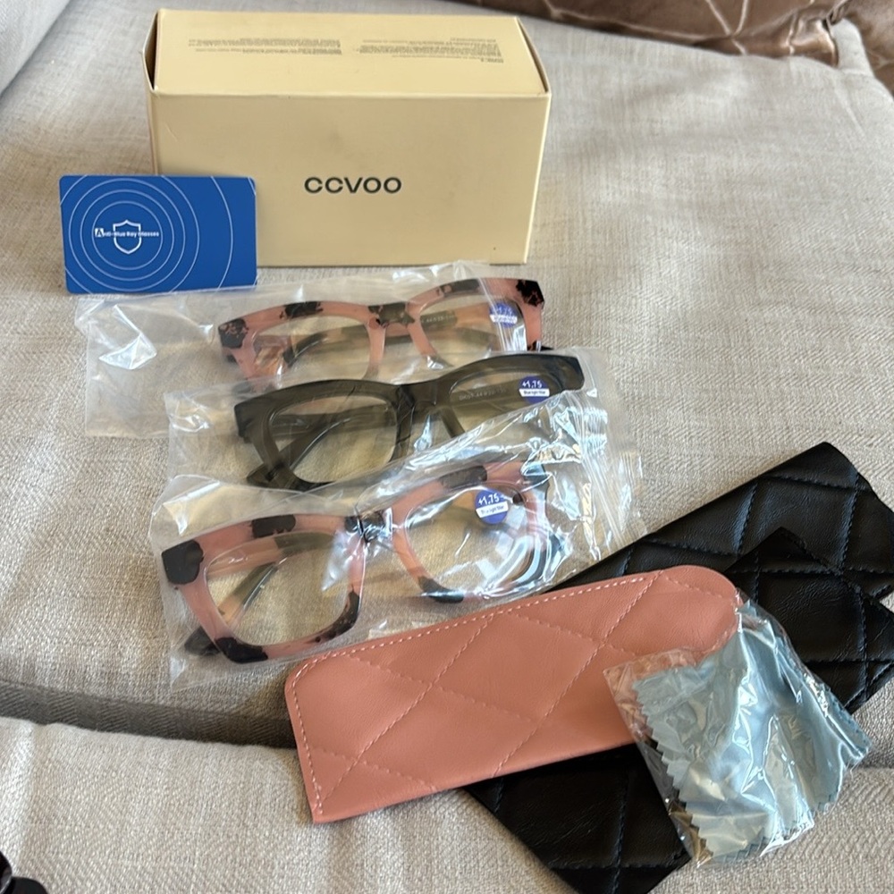 Ccvoo Oprah Style Blublock Reading Glasses! 1.75 3 Pairs